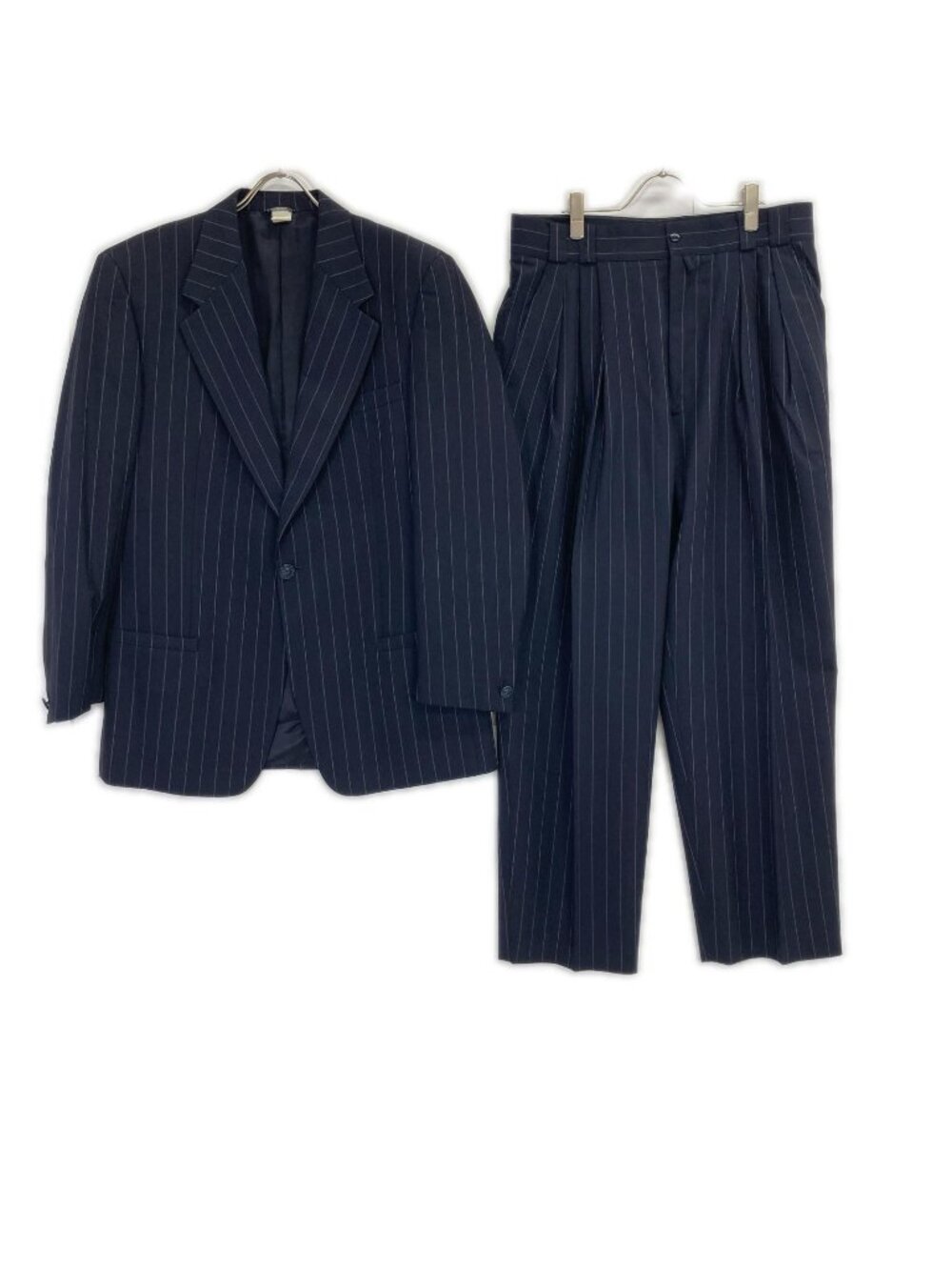 Versace Gianni Navy Striped Wool Jacket Pants Suit 52
